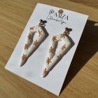 2 részes lándzsa alakú fülbevaló - fehér - arany hópelyhes