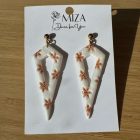 2 részes lándzsa alakú fülbevaló - fehér - arany hópelyhes