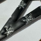 2 részes lándzsa alakú fülbevaló - fekete - ezüst hópelyhes