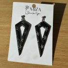 2 részes lándzsa alakú fülbevaló - fekete - ezüst hópelyhes