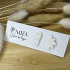 Legyező formájú bedugós fülbevaló - gyöngyház fehér