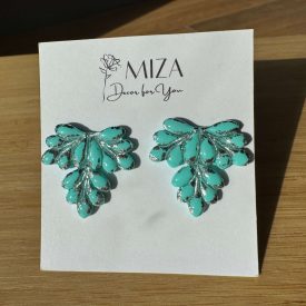 Világos türkiz - ezüst levél - lakkozott