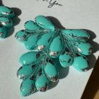 Világos türkiz - ezüst levél - lakkozott