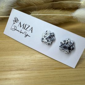 Mancs bedugós fülbevaló - fehér - fekete foltos