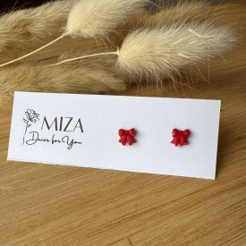 Mini masni bedugós fülbevaló - piros - arany