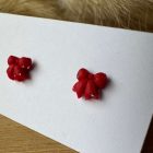 Mini masni bedugós fülbevaló - piros - arany