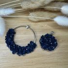 Kör medál sziromfelhő díszítéssel - navy blue - ezüst