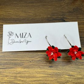 Mini mikulás virág - francia kapcsos alapon