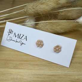 Mini virág bedugós fülbevaló - bézs