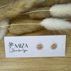 Mini virág bedugós fülbevaló - bézs