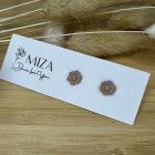 Mini virág bedugós fülbevaló - tejeskávé