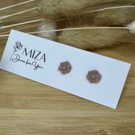 Mini virág bedugós fülbevaló - tejeskávé