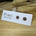 Mini virág bedugós fülbevaló - pasztell barna