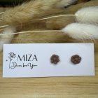 Mini virág bedugós fülbevaló - pasztell barna