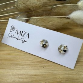   Mini virág bedugós fülbevaló - fekete-fehér-szürke-arany