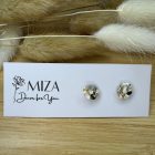 Mini virág bedugós fülbevaló - fekete-fehér-szürke-arany