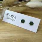 Mini virág bedugós fülbevaló - olivazöld