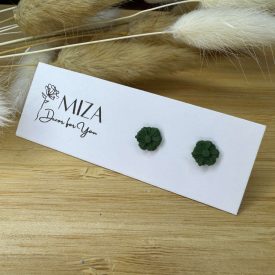 Mini virág bedugós fülbevaló - olivazöld