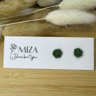 Mini virág bedugós fülbevaló - olivazöld