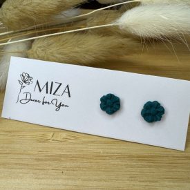 Mini virág bedugós fülbevaló - fenyőzöld