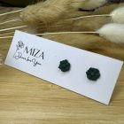 Mini virág bedugós fülbevaló - sötétzöld