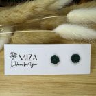 Mini virág bedugós fülbevaló - sötétzöld