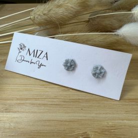 Mini virág bedugós fülbevaló - világos ezüst