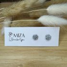 Mini virág bedugós fülbevaló - világos ezüst