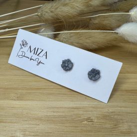 Mini virág bedugós fülbevaló - ezüst