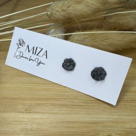 Mini virág bedugós fülbevaló - sötét ezüst