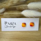 Kis méretű négyzet bedugós fülbevaló - őszi színátmenetes