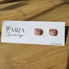 Kis méretű négyzet bedugós fülbevaló - korall - márvány mintás - lakozott