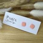 Kis méretű négyzet bedugós fülbevaló - angol rózsaszín - textúrált