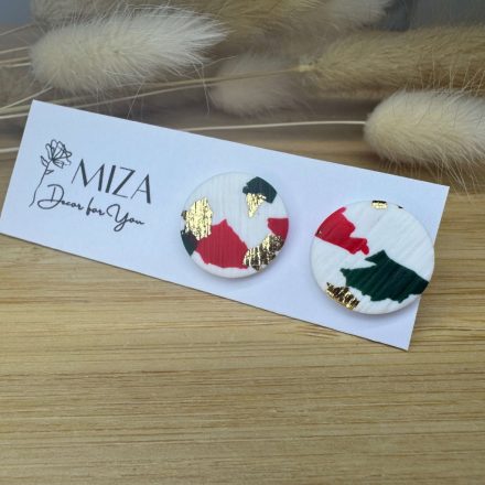 Nagy méretű pötty bedugós fülbevaló - karácsonyi