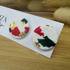 Nagy méretű pötty bedugós fülbevaló - karácsonyi