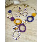 Ovális fánk nyaklánc fülbevalóval - Fürjtojás kollekció - füge