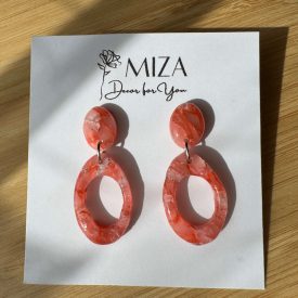   2 részes ovális fánk - korall - márvány hatású lakkozott