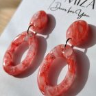 2 részes ovális fánk - korall - márvány hatású lakkozott