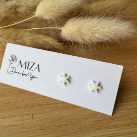 Mini hópehely bedugós fülbevaló - fehér