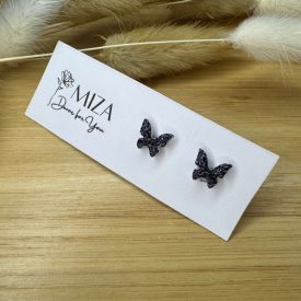 Pici pillangó bedugós fülbevaló - fekete füstfóliás