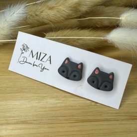 Róka bedugós fülbevaló - sötét szürke