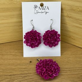 Sziromfelhő díszítésű szett - metálfényű magenta