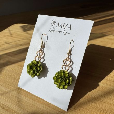 Balerina fülbevaló - metál fényű arany-zöld