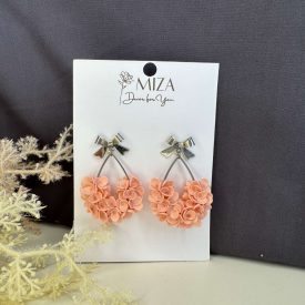   Sziromfelhő díszítésű csepp fülbevaló - rose gold - ezüst masni bedugóval