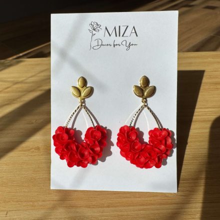 Sziromfelhős csepp fülbevaló - piros 