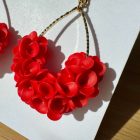 Sziromfelhős csepp fülbevaló - piros 