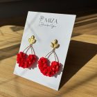 Sziromfelhős csepp fülbevaló - piros 