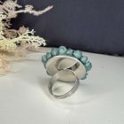 Sziromfelhős gyűrű - metál zöld - ezüst színű állítható alapon