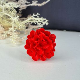   Sziromfelhős gyűrű - piros - ezüst színű- nem állítható alapon