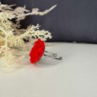 Sziromfelhős gyűrű - piros - ezüst színű- nem állítható alapon